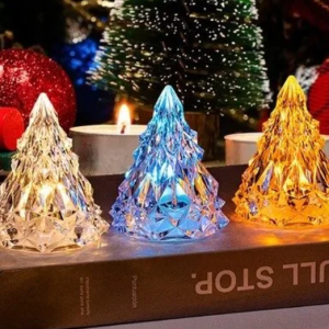 Night Light Crystal Mini Christmas Tree Light Flameless LED