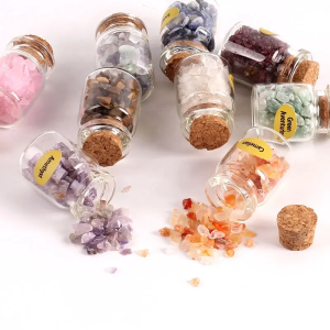 Wholesale natural healing stone crystal gravel glass bottle energy wish bottle