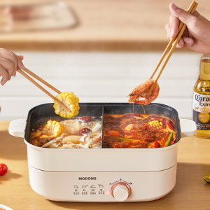 MODONG electric hot pot split electric cooking pot multifunctional household electric stir-fry mandarin ducks pot hot pot household small electric coo