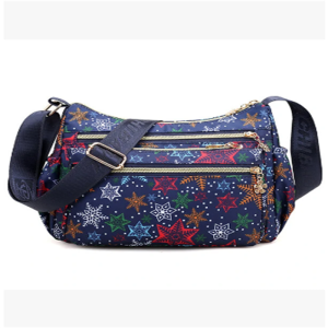 Women Nylon Lightweight Multi-color Print Crossbody Bag Large Capacity Messenger Bag