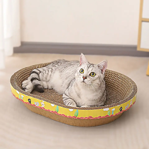 Oval Cat Scratching Nest Claw Basin Corrugated Cat Scratch Board Wear-resistant Cats Toy Strong Adhesion Safe Non-toxic