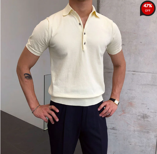 Gentleman Summer Casual Plain Knitted Polo Shirt
