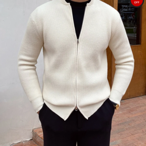 Gentleman's Elegant Plain Zipper Sweater