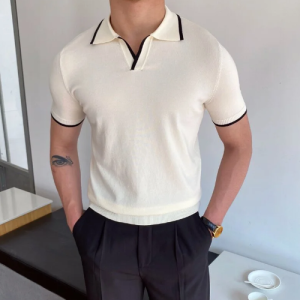 Mens knitted polo shirt