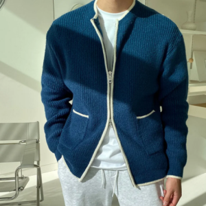Gentleman's simple Casual Zipper Knit Cardigan