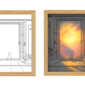 Light painting photo frame will glow decorative painting ins bedside bedroom line diy night light wall painting sunshine picture frame