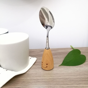 Children smile ice cream scoop with wooden handle