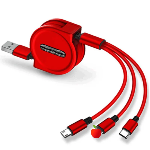 2.4A and 3A 1.2M 3 In 1 for IOS Type C USB Data Charging Retractable Cable for android