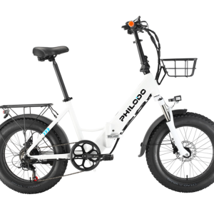 PHILODO H4 foldable step-thru fat bike 20 inch 48V 13Ah removable battery 250W motor 25km/h dual brakes - White
