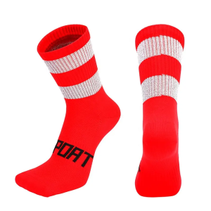 Reflective Hiking Men Sports Elite Basketball Sock Athletic Crew Sock