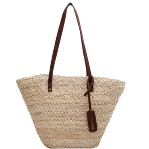 Large capacity woven bag women's bag 2022 summer new niche straw bag shoulder bag hundred handheld bucket bag