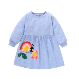 Little maven girls dress fall Europe and the United States children's long-sleeved sweater dress cotton cute embroidery Children's dresses