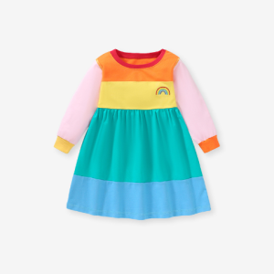 Little maven girls sweater dress autumn cotton children's dress Europe and the United States colorful girls skirt
