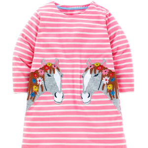 Europe and the United States children's dresses fall models children's striped embroidery princess dress cotton cute girls dresses