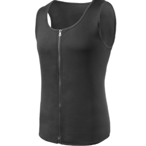 Men's sports sweat fitness clothing Europe and the United States large size cross-border corset belly zipper undershirt shapewear