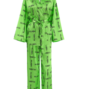 2023 Europe and the United States new printing simulation silk leisure breathable loose comfortable pajamas women's home wear can be worn outside