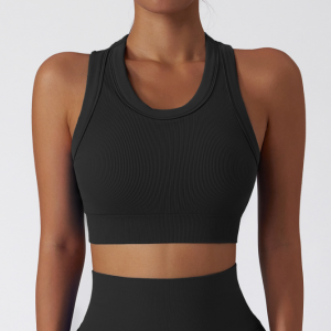 High Strength Seamless Yoga Clothing Women's Gathering Shock Absorbing Fitness Bra Underwear Running Sports Tank Top