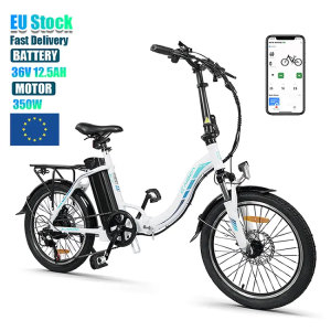 KAISDA K7 20*1.95 inch Tire Folding Electric Moped Bike 350W Motor 25-28Km/h Max Speed Mountain Bicycle SHIMANO 7-Speed APP Control - White