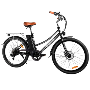 KAISDA K6 Pro Electric City Bike 26 Inch 36V 12.4Ah 350W Motor 32Km/h Max Speed Shimano 7-Speed E-bike IP54 Waterproof LED Light - Black