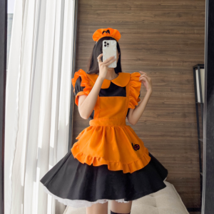 [Halloween Sale]Halloween Embroidered Maid Costume Pumpkin Maid Costume