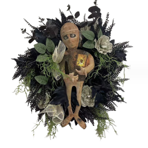 [Halloween Sale]Halloween mummy wreath cross-border pop horror atmosphere Halloween decoration front door hanging crafts