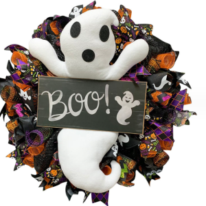 [Halloween Sale]Halloween wreath imitation spooky dolls decorative wreath Halloween front door indoor scene decorative circle