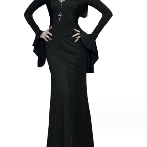 [Halloween Sale]The Adams Family Hostess Tis Fishtail Dresses Women's
