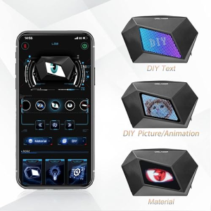 Crelander Motorcycle Sling Bag with LED Display,Cyclops Hard Shell Crossbody Rider Backpack Polyhedral Dynamic Shoulder Chest Waist Bag Messenger Bag