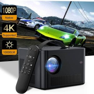 Projector, 5G WiFi Bluetooth Smart Projector, Android TV9.0 Projector, Full HD 1080P 10000 Lumens Projector Support 4K Video & Car Keystone &