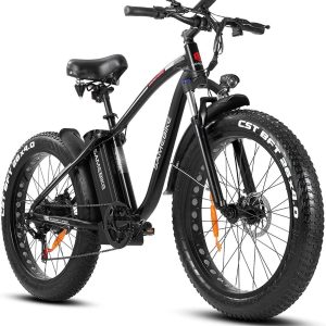 SAMEBIKE YY26 Black Electric Mountain Bike 750W 48V 15AH Lithium Battery 26 inch 4.0 Fat Tire E-bike for Adults
