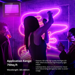 2 Pack 50W UV Black Lights, Gohyo 100 LEDs Blacklight Flood Light IP66 Waterproof Blacklight for Glow Party, Bar, Body Painting, Halloween, Stage