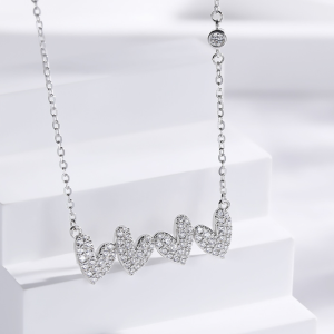 s925 sterling silver four heart necklace