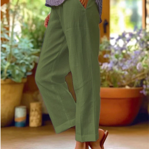 Plain Linen Cotton And Linen Loose Pants