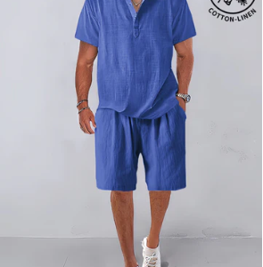 Cozy Half Button Cotton Linen Shirt Sets