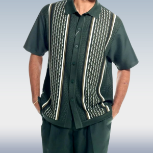 Men's 2-Piece Walking Suit: Short Sleeve in Green Color