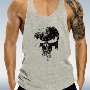 Men's Grey Skull Sports Tank Top