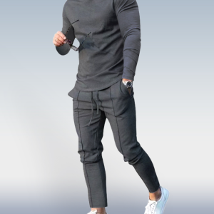 Men's Dark grey Crew Neck Casual Sports Suit