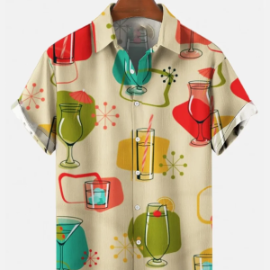 Men's 50's Vintage Short Sleeve Drink&Food Casual Hawaiian Shirt