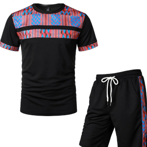 Men's Printed Colorblock T-Shirt and Shorts