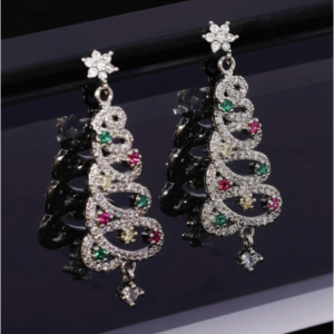 1 Pair of Christmas Ear Studs Adorable Christmas Tree Shape Earrings Ear Jewelry