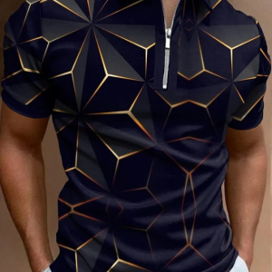 Men's Casual Geometric Print Polo Shirt