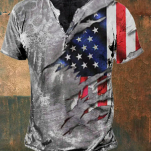 Men's Vintage Flag Print T-Shirt For Men