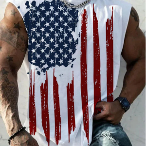 Men's Casual Printed Flag Tank Top