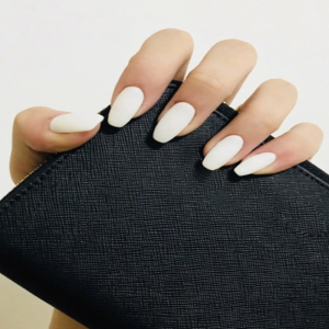 Get Glamorous with 24pcs Medium Coffin White Matte Pure Color Fake Nail & 1pc Nail File & 1sheet Tape