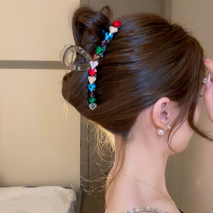 Love color diamond hair clips female back of the head hair grip large temperament hair card hair volume shark clip half tie hair clip headdresses