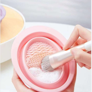 Silicone Collapsible Makeup Brushes Cleaning Bowl Makeup Brush Cleaning Mat Portable Cosmetic Brush Makeup Sponge Cleaner