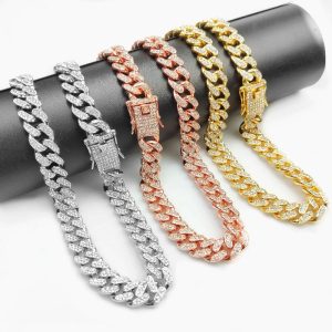 The new special price hot style with the same style 12mm wide public rap hip-hop Cuban chain big gold chain factory direct sales