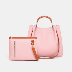 2 PCS Women PU Leather Handbag Solid Leisure Crossbody Bag Shoulder Bag