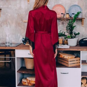 Red wedding bathrobe long dressing gown
