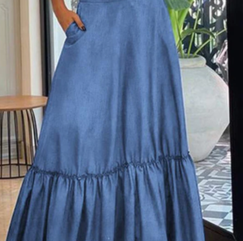 Fashion Plain High Waist Big Swing Loose Maxi Pleated Skirt